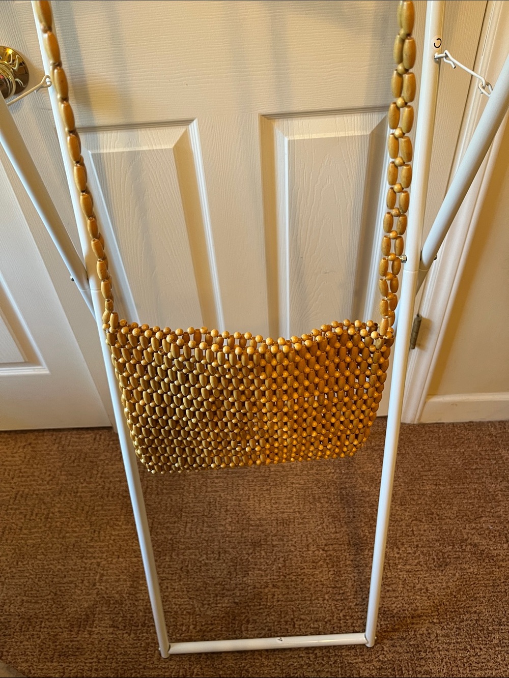 Beaded Crossbody Bag in Metallic Gold W10” L9”